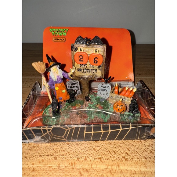 2011 Lemax Spooky Town Witch In Graveyard Countdown To Halloween + Box 13893 - Picture 3 of 4